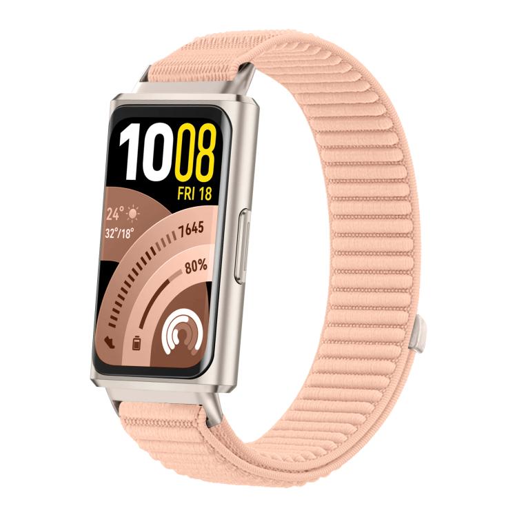 Cinturino per orologio in nylon intrecciato con chiusura a strappo e interfaccia metallica., For Huawei Band 11 / Band 11 Pro