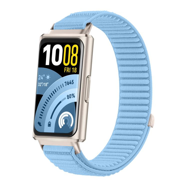 Cinturino per orologio in nylon intrecciato con chiusura a strappo e interfaccia metallica., For Huawei Band 11 / Band 11 Pro