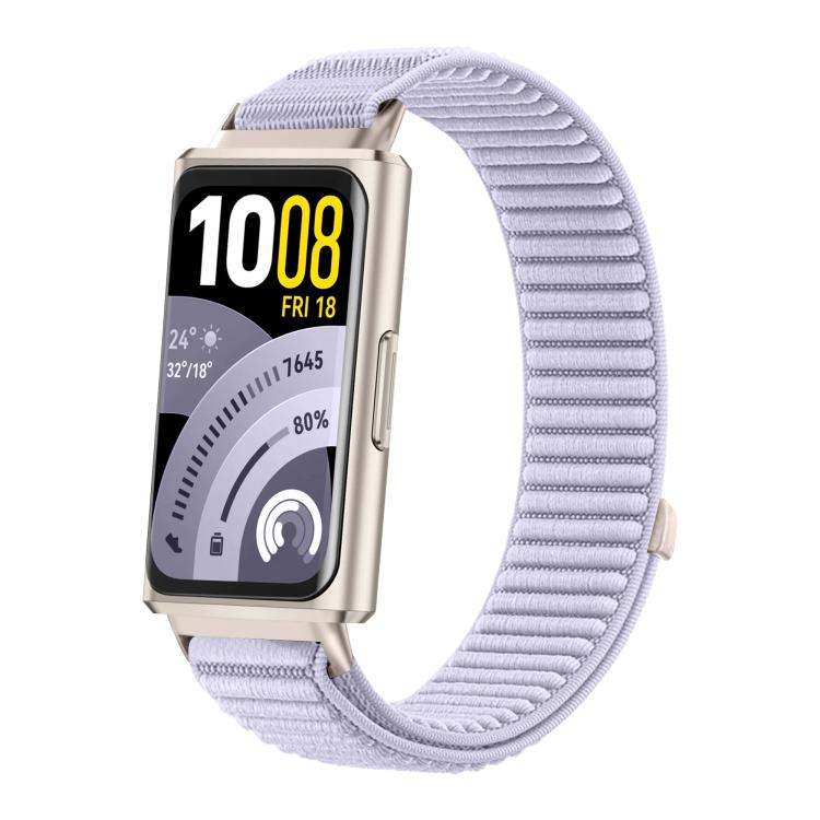 Cinturino per orologio in nylon intrecciato con chiusura a strappo e interfaccia metallica., For Huawei Band 11 / Band 11 Pro