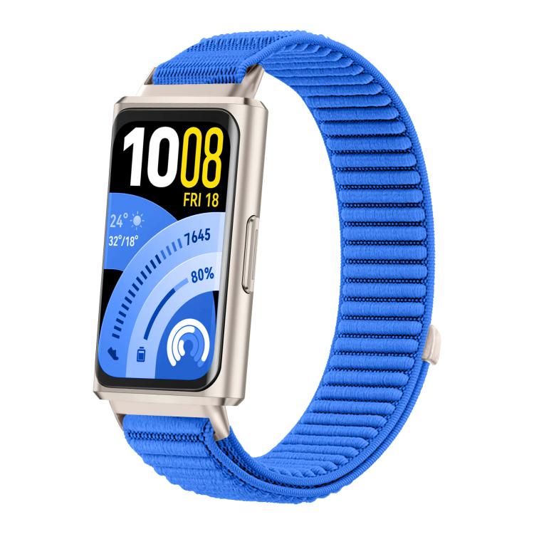 Cinturino per orologio in nylon intrecciato con chiusura a strappo e interfaccia metallica., For Huawei Band 11 / Band 11 Pro