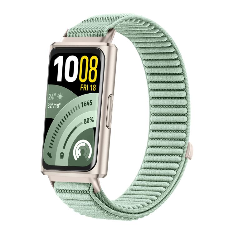 Cinturino per orologio in nylon intrecciato con chiusura a strappo e interfaccia metallica., For Huawei Band 11 / Band 11 Pro
