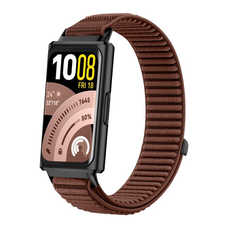 Cinturino per orologio in nylon intrecciato con chiusura a strappo e interfaccia metallica., For Huawei Band 11 / Band 11 Pro