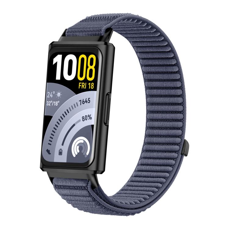 Cinturino per orologio in nylon intrecciato con chiusura a strappo e interfaccia metallica., For Huawei Band 11 / Band 11 Pro