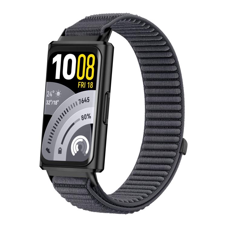 Cinturino per orologio in nylon intrecciato con chiusura a strappo e interfaccia metallica., For Huawei Band 11 / Band 11 Pro