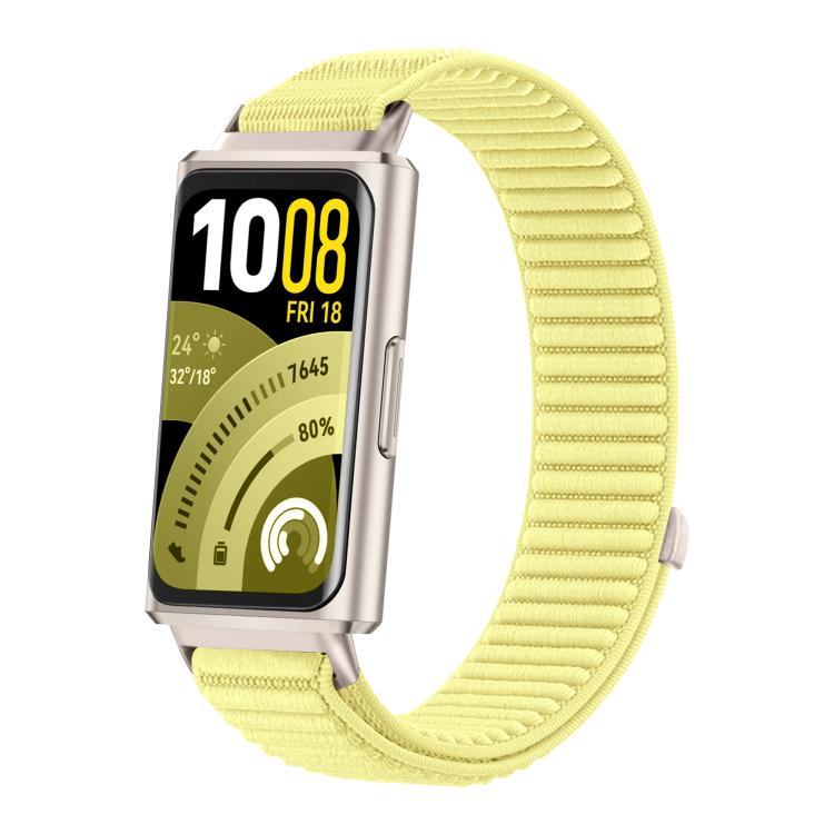 Cinturino per orologio in nylon intrecciato con chiusura a strappo e interfaccia metallica., For Huawei Band 11 / Band 11 Pro