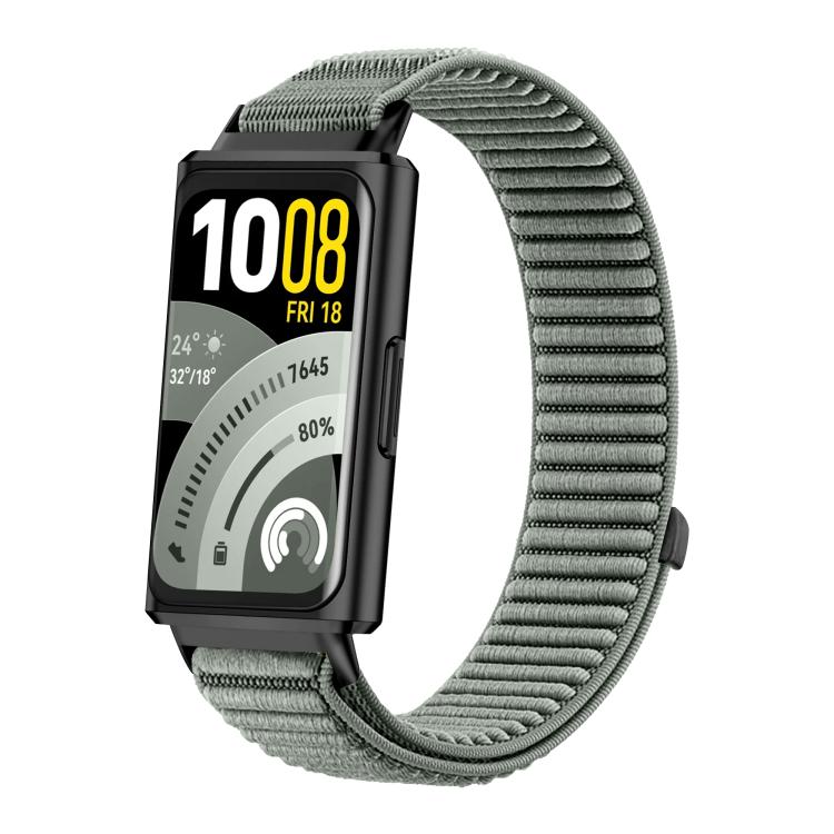 Cinturino per orologio in nylon intrecciato con chiusura a strappo e interfaccia metallica., For Huawei Band 11 / Band 11 Pro