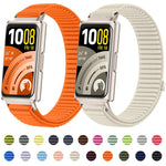 Cinturino per orologio in nylon intrecciato con chiusura a strappo e interfaccia metallica., For Huawei Band 11 / Band 11 Pro