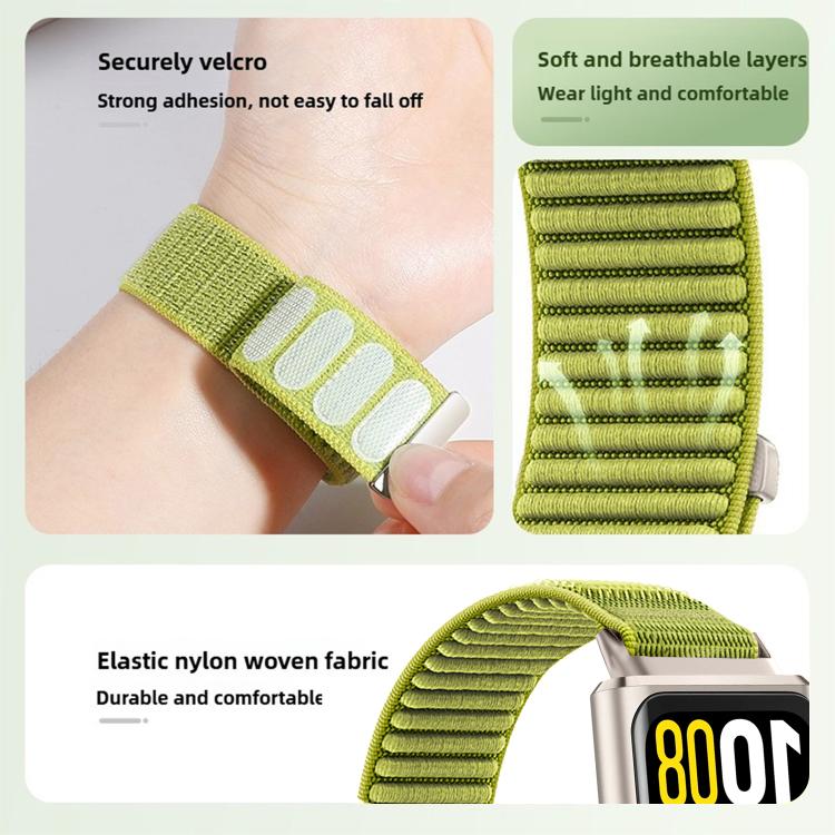 Cinturino per orologio in nylon intrecciato con chiusura a strappo e interfaccia metallica., For Huawei Band 11 / Band 11 Pro