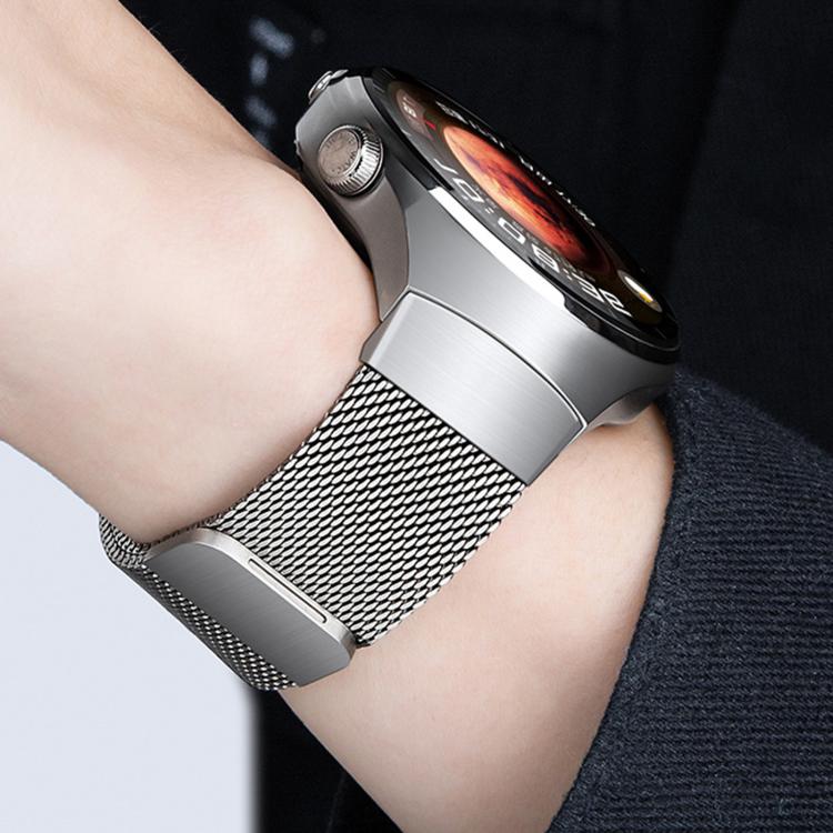 Pulsante Interfaccia senza soluzione di continuità Cinturino per orologio Milanese magnetico in acciaio inossidabile, For Huawei Watch 4 Pro