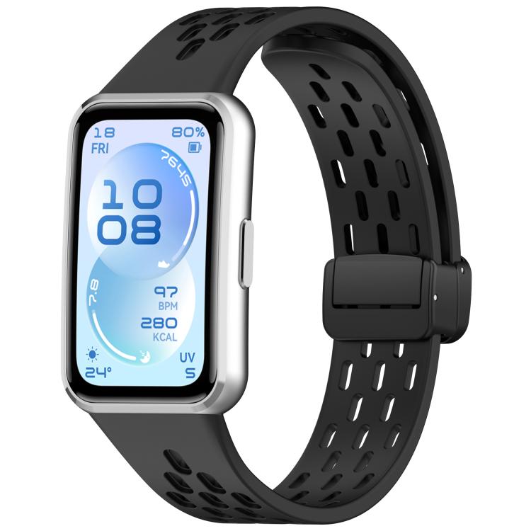 Cinturino per orologio in silicone pieghevole con fibbia magnetica., For Huawei Band 11 / Band 11 Pro