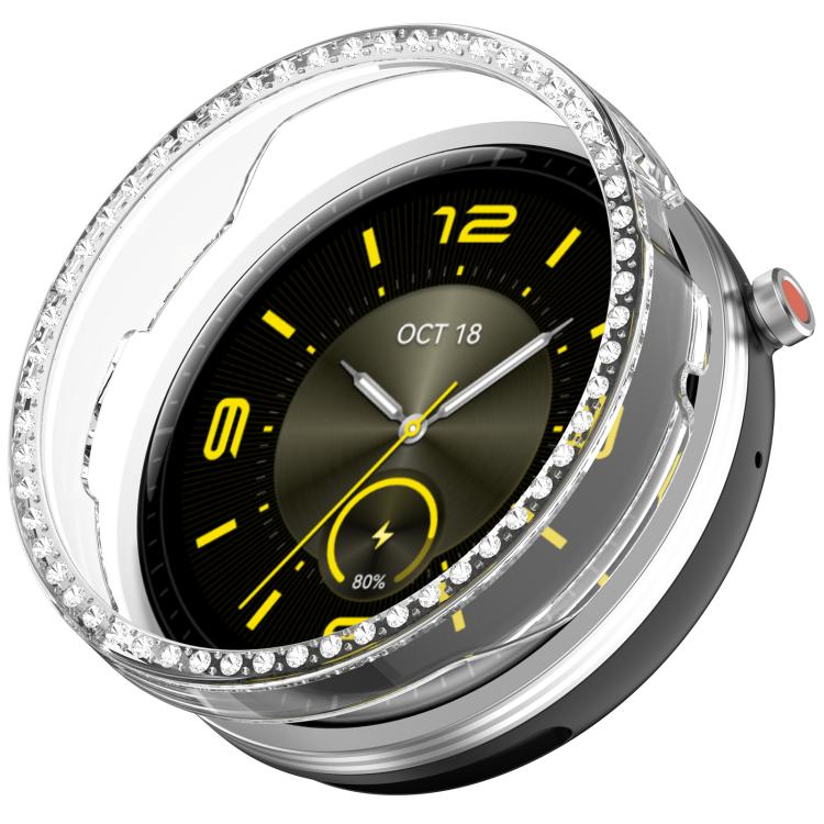 Custodia protettiva per orologio in policarbonato cavo con mezza copertura e fila singola di diamanti., For Honor Watch Fit Vitaly, For Honor Watch GS 5 / Watch Fit Elegant