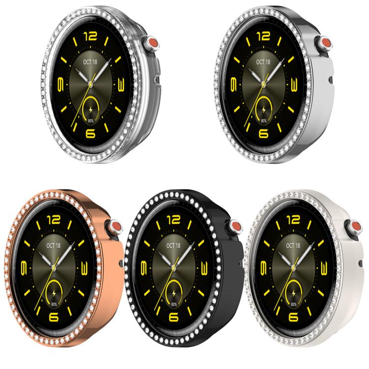 Custodia protettiva per orologio in policarbonato cavo con mezza copertura e fila singola di diamanti., For Honor Watch Fit Vitaly, For Honor Watch GS 5 / Watch Fit Elegant