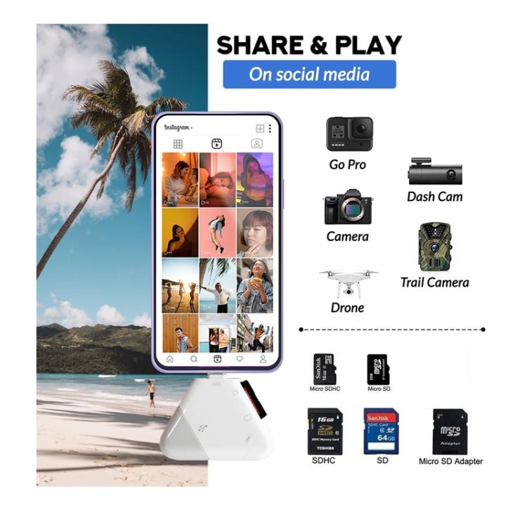 The magnetic SD/TF 3.0 card reader is compatible with  phones,drones,cameras,and computers