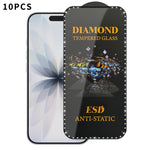 10 pellicole serigrafiche ad alta definizione in vetro temperato antistatico con effetto diamante su tutto lo schermo., For iPhone 17 Pro Max, For iPhone 17 Pro, For iPhone 17, For iPhone Air, For iPhone 16 Pro Max, For iPhone 16 Pro, For iPhone 16 Plu...