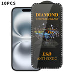 10 pellicole serigrafiche ad alta definizione in vetro temperato antistatico con effetto diamante su tutto lo schermo., For iPhone 17 Pro Max, For iPhone 17 Pro, For iPhone 17, For iPhone Air, For iPhone 16 Pro Max, For iPhone 16 Pro, For iPhone 16 Plu...
