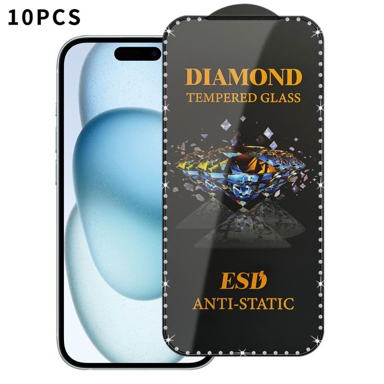 10 pellicole serigrafiche ad alta definizione in vetro temperato antistatico con effetto diamante su tutto lo schermo., For iPhone 17 Pro Max, For iPhone 17 Pro, For iPhone 17, For iPhone Air, For iPhone 16 Pro Max, For iPhone 16 Pro, For iPhone 16 Plu...