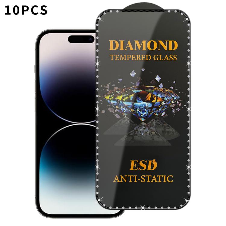 10 pellicole serigrafiche ad alta definizione in vetro temperato antistatico con effetto diamante su tutto lo schermo., For iPhone 17 Pro Max, For iPhone 17 Pro, For iPhone 17, For iPhone Air, For iPhone 16 Pro Max, For iPhone 16 Pro, For iPhone 16 Plu...
