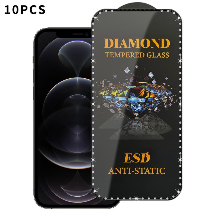 10 pellicole serigrafiche ad alta definizione in vetro temperato antistatico con effetto diamante su tutto lo schermo., For iPhone 17 Pro Max, For iPhone 17 Pro, For iPhone 17, For iPhone Air, For iPhone 16 Pro Max, For iPhone 16 Pro, For iPhone 16 Plu...