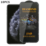 10 pellicole serigrafiche ad alta definizione in vetro temperato antistatico con effetto diamante su tutto lo schermo., For iPhone 11 Pro