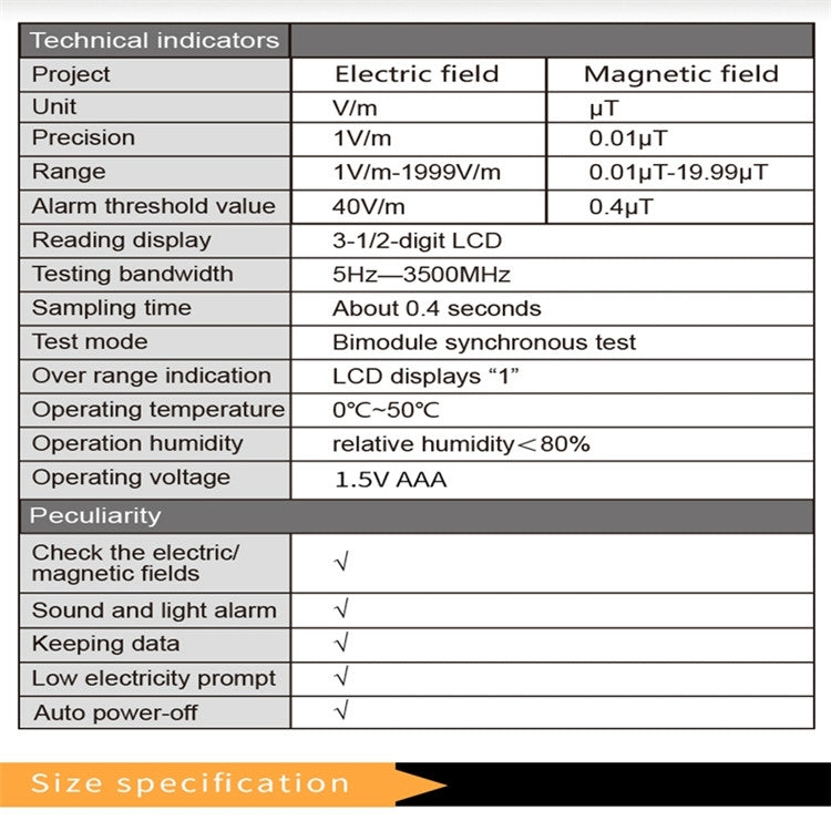 Tester radiazione elettromagnetica digitale RZ825