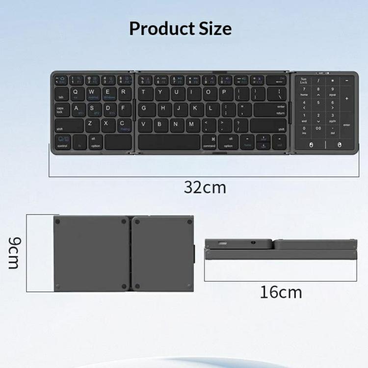 B089 ST Ultra Thin Tri-Folding Wireless Bluetooth Keyboard With Smart Trackpad, B089 ST