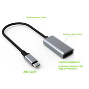 Cavo adattatore video HDMI HC-67 DP 1.4 4K da Type-C maschio a DisplayPort femmina, HC-67
