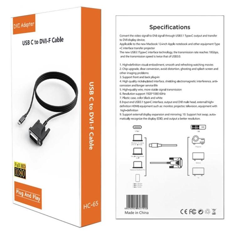 Adattatore USB-C a DVI 1080P cavo 1,9 m