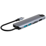 Hub Gigabit Ethernet 7 in 1 USB-C con ricarica PD100W e risoluzione 4K HD, dotato di USB 3.0 e lettore di schede SD/TF., HC-75LC