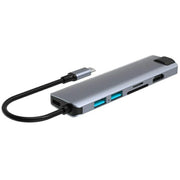 Hub Gigabit Ethernet 7 in 1 USB-C con ricarica PD100W e risoluzione 4K HD, dotato di USB 3.0 e lettore di schede SD/TF., HC-75LC