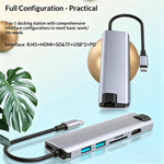 Hub Gigabit Ethernet 7 in 1 USB-C con ricarica PD100W e risoluzione 4K HD, dotato di USB 3.0 e lettore di schede SD/TF., HC-75LC