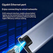 Hub Gigabit Ethernet 7 in 1 USB-C con ricarica PD100W e risoluzione 4K HD, dotato di USB 3.0 e lettore di schede SD/TF., HC-75LC