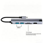 Hub Gigabit Ethernet 7 in 1 USB-C con ricarica PD100W e risoluzione 4K HD, dotato di USB 3.0 e lettore di schede SD/TF., HC-75LC