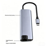 Hub Gigabit Ethernet 7 in 1 USB-C con ricarica PD100W e risoluzione 4K HD, dotato di USB 3.0 e lettore di schede SD/TF., HC-75LC