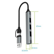 Hub portatile HC-77 in lega di alluminio con connettori USB-C/USB-A, USB 3.0 e 3 porte USB 2.0, docking station., HC-77