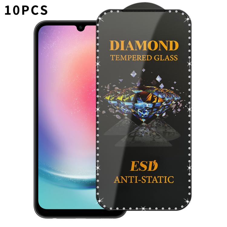 10 pellicole serigrafiche ad alta definizione in vetro temperato antistatico con effetto diamante su tutto lo schermo., For Samsung Galaxy A24, For Samsung Galaxy A34 5G, For Samsung Galaxy A54 5G, For Samsung Galaxy A04e, For Samsung Galaxy A14 5G    ...