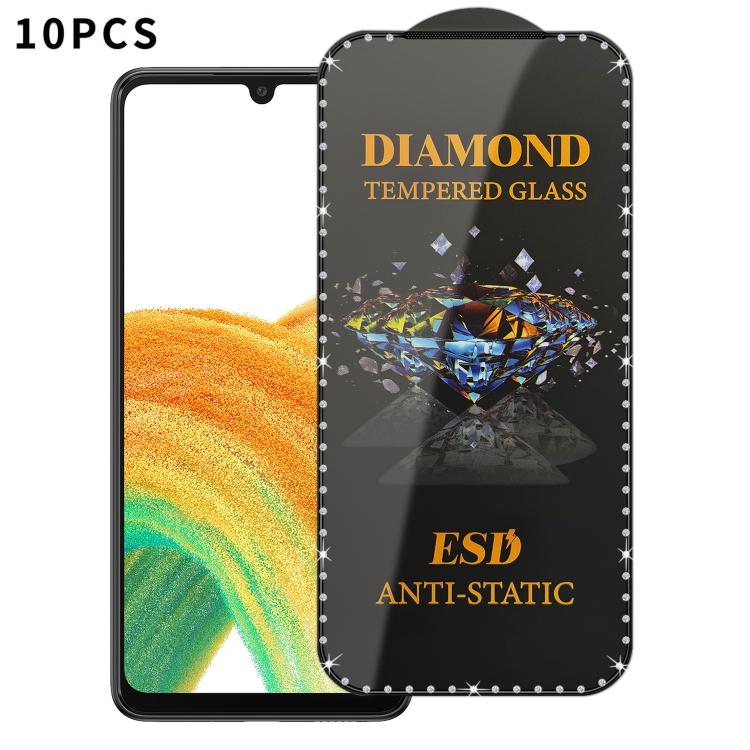 10 pellicole serigrafiche ad alta definizione in vetro temperato antistatico con effetto diamante su tutto lo schermo., For Samsung Galaxy A24, For Samsung Galaxy A34 5G, For Samsung Galaxy A54 5G, For Samsung Galaxy A04e, For Samsung Galaxy A14 5G    ...
