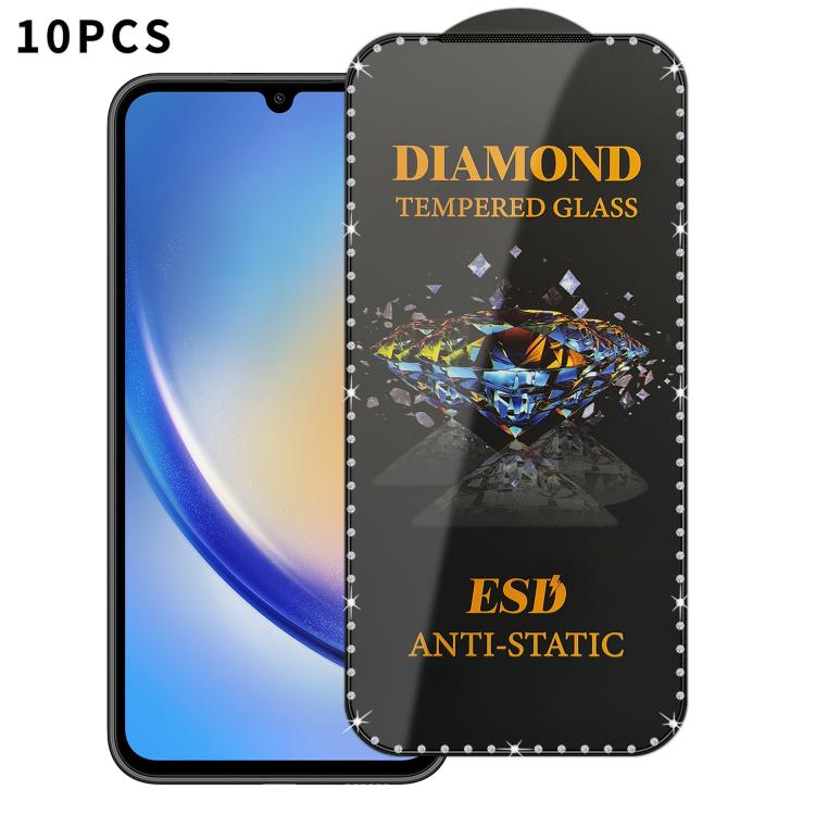 10 pellicole serigrafiche ad alta definizione in vetro temperato antistatico con effetto diamante su tutto lo schermo., For Samsung Galaxy A24, For Samsung Galaxy A34 5G, For Samsung Galaxy A54 5G, For Samsung Galaxy A04e, For Samsung Galaxy A14 5G    ...