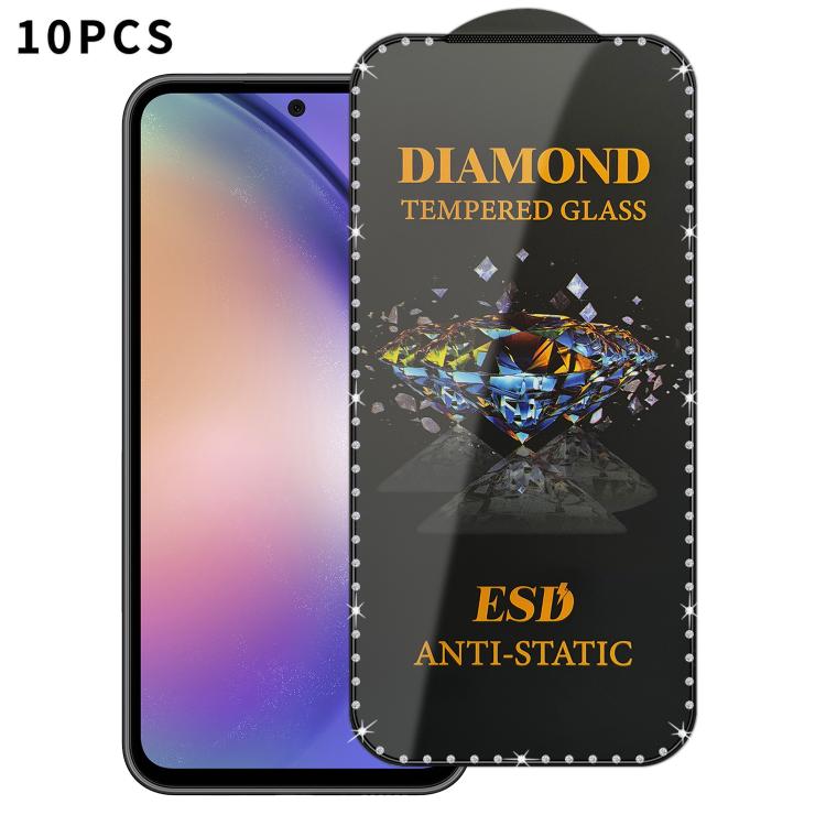 10 pellicole serigrafiche ad alta definizione in vetro temperato antistatico con effetto diamante su tutto lo schermo., For Samsung Galaxy A24, For Samsung Galaxy A34 5G, For Samsung Galaxy A54 5G, For Samsung Galaxy A04e, For Samsung Galaxy A14 5G    ...