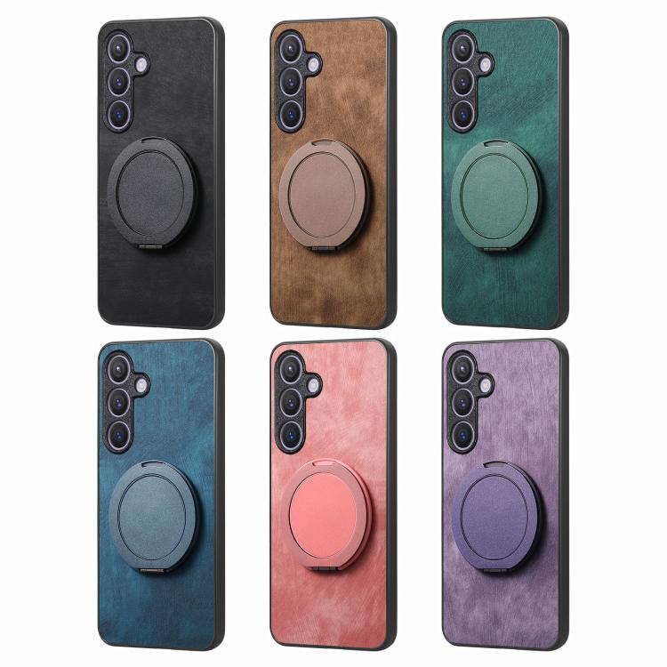 Custodia per telefono in pelle stile retrò con supporto girevole rotondo, For Samsung Galaxy A57 5G, For Samsung Galaxy A37 5G, For Samsung Galaxy A56 5G, For Samsung Galaxy A36 5G