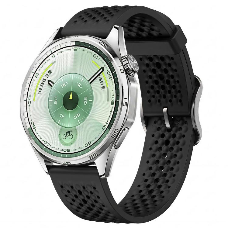 Cinturino per orologio in silicone traforato e traspirante con fibbia ad ardiglione., 22mm