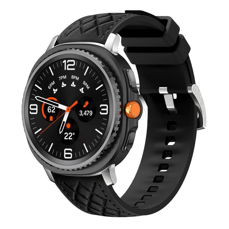 Cinturino per orologio in silicone effetto pelle vegana con texture a diamante., For Samsung Galaxy Watch8 / Watch8 Classic