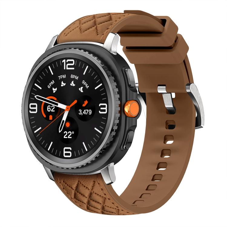 Cinturino per orologio in silicone effetto pelle vegana con texture a diamante., For Samsung Galaxy Watch8 / Watch8 Classic