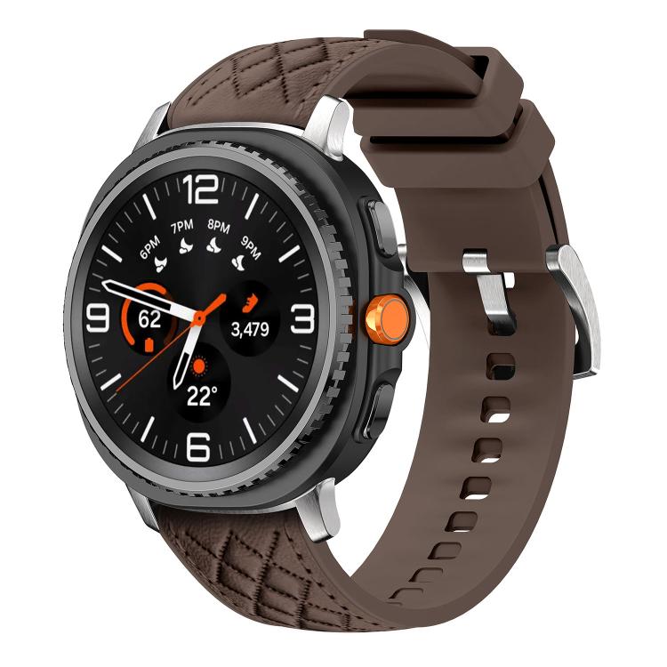 Cinturino per orologio in silicone effetto pelle vegana con texture a diamante., For Samsung Galaxy Watch8 / Watch8 Classic
