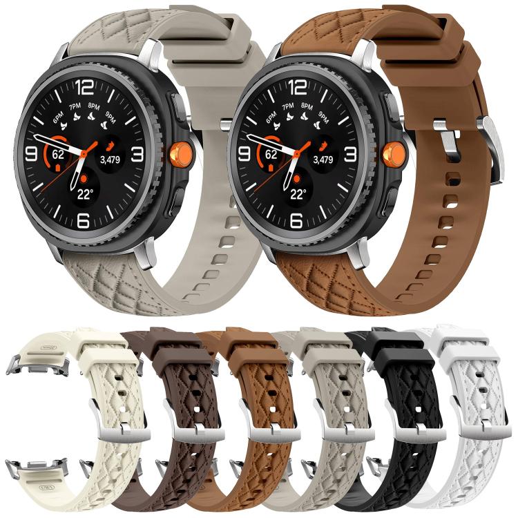 Cinturino per orologio in silicone effetto pelle vegana con texture a diamante., For Samsung Galaxy Watch8 / Watch8 Classic