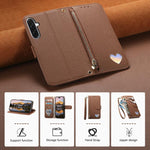 Portafoglio con cerniera a forma di cuore fantasy, custodia per telefono in pelle vegana con cinturino, For Samsung Galaxy A56 5G, For Samsung Galaxy A26 5G, For Samsung Galaxy A36 5G, For Samsung Galaxy S24 FE 5G