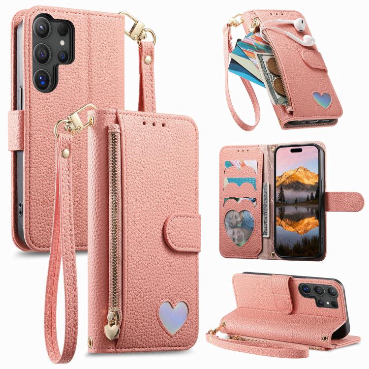 Portafoglio con cerniera a forma di cuore fantasy, custodia per telefono in pelle vegana con cinturino, For Samsung Galaxy M15 5G, For Samsung Galaxy A55 5G, For Samsung Galaxy A35 5G, For Samsung Galaxy S24 Ultra 5G