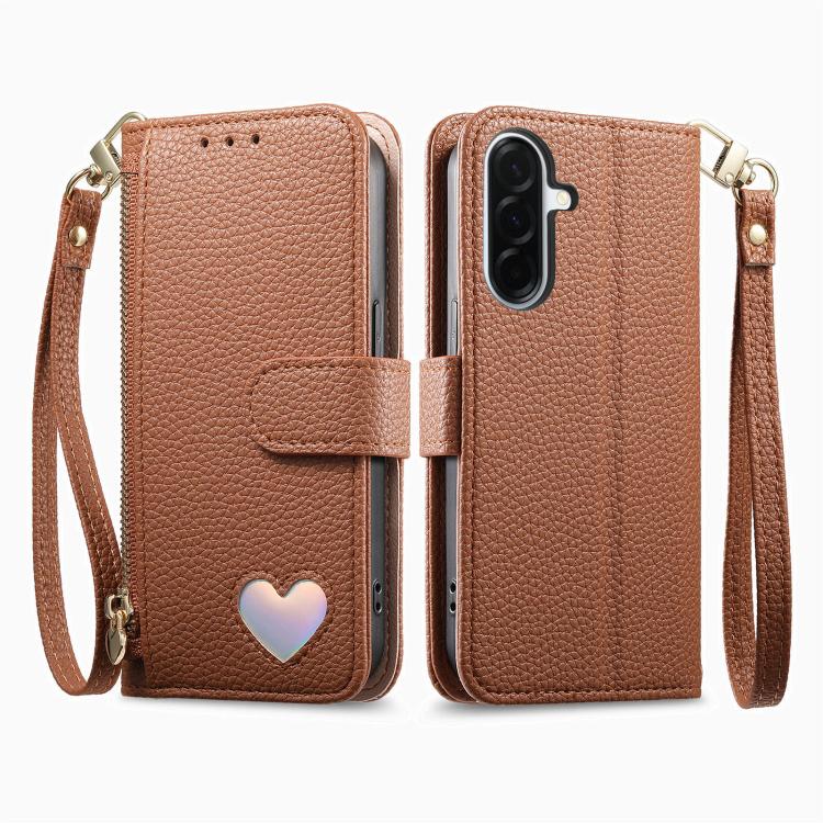 Portafoglio con cerniera a forma di cuore fantasy, custodia per telefono in pelle vegana con cinturino, For Samsung Galaxy A15, For Samsung Galaxy A05s, For Samsung Galaxy A25 5G, For Samsung Galaxy S23 FE 5G
