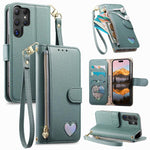 Portafoglio con cerniera a forma di cuore fantasy, custodia per telefono in pelle vegana con cinturino, For Samsung Galaxy A54 5G, For Samsung Galaxy S23 Ultra 5G, For Samsung Galaxy S23+ 5G, For Samsung Galaxy S23 5G