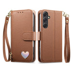 Portafoglio con cerniera a forma di cuore fantasy, custodia per telefono in pelle vegana con cinturino, For Samsung Galaxy A13