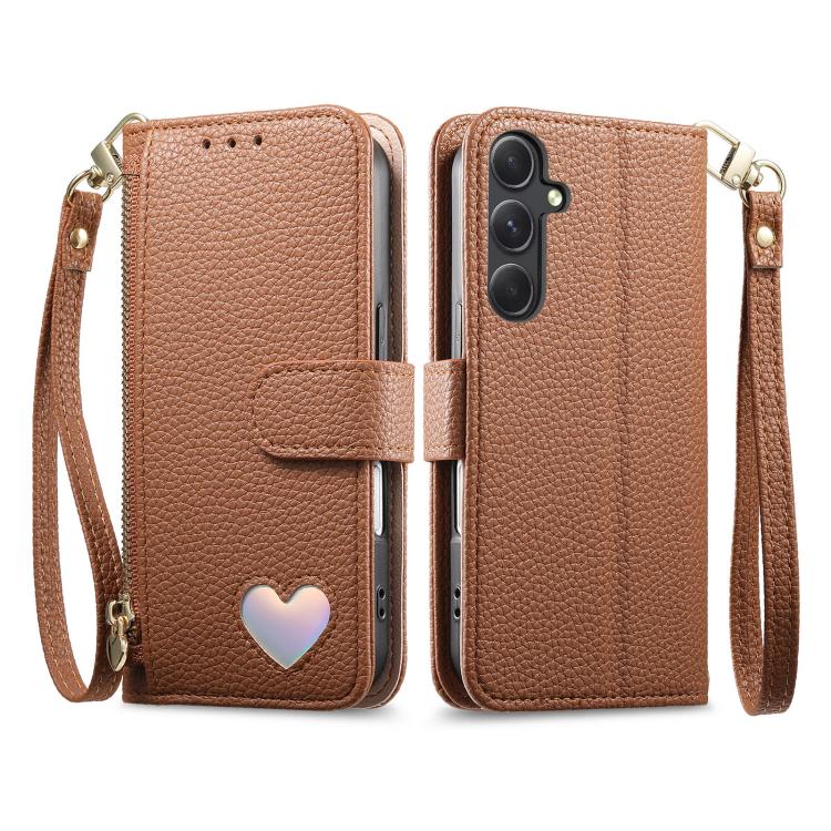Portafoglio con cerniera a forma di cuore fantasy, custodia per telefono in pelle vegana con cinturino, For Samsung Galaxy A13